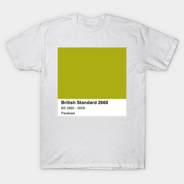 Parakeet Green British Standard 0009 Colour Swatch T-Shirt by mwcannon